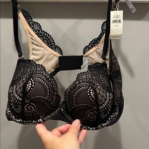 Aerie Black and Tan Lace Bra